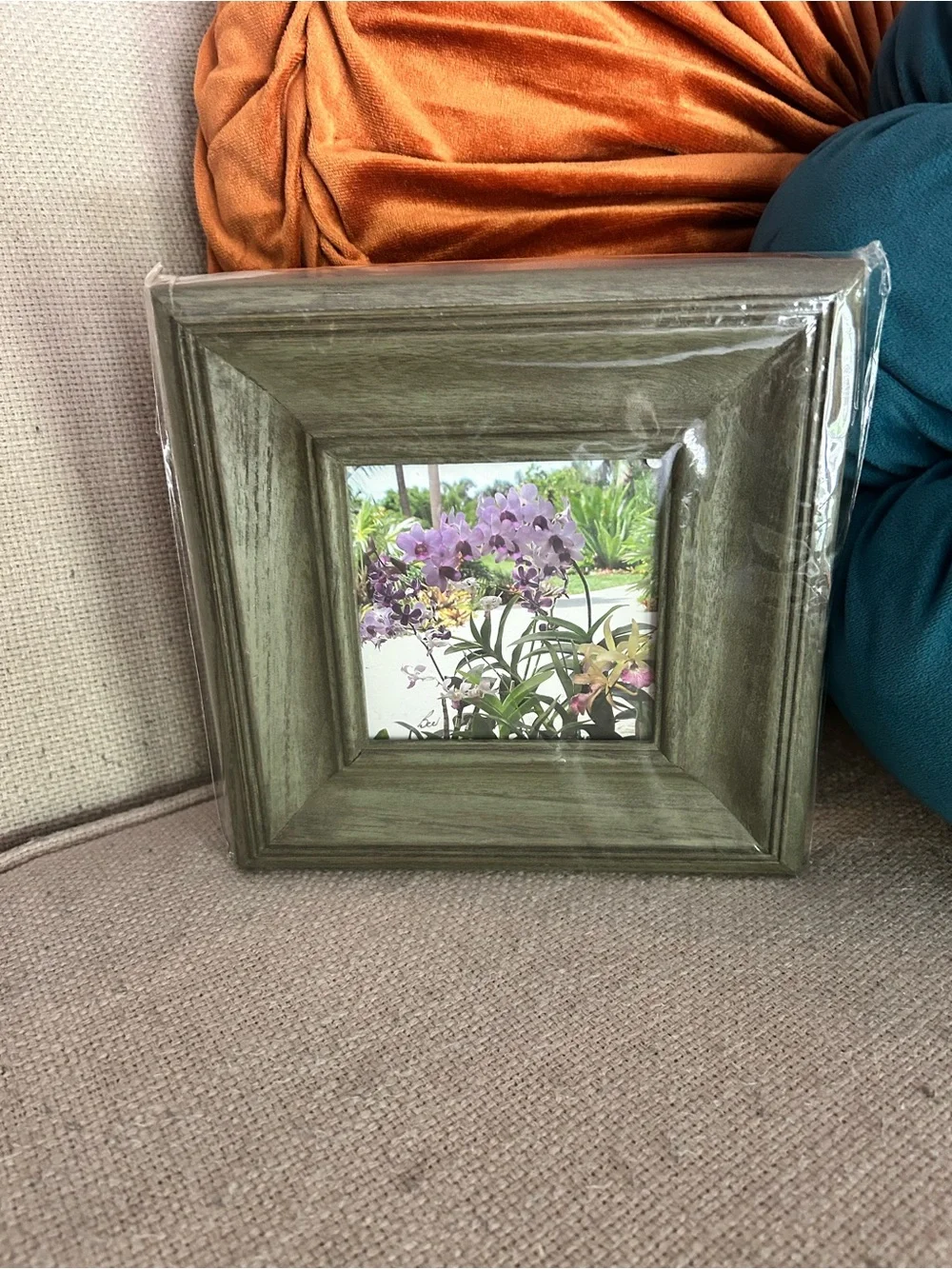 Green Wood Picture Frames Lot of 2 Home Decor Cottagecore Farmhouse Style Photo